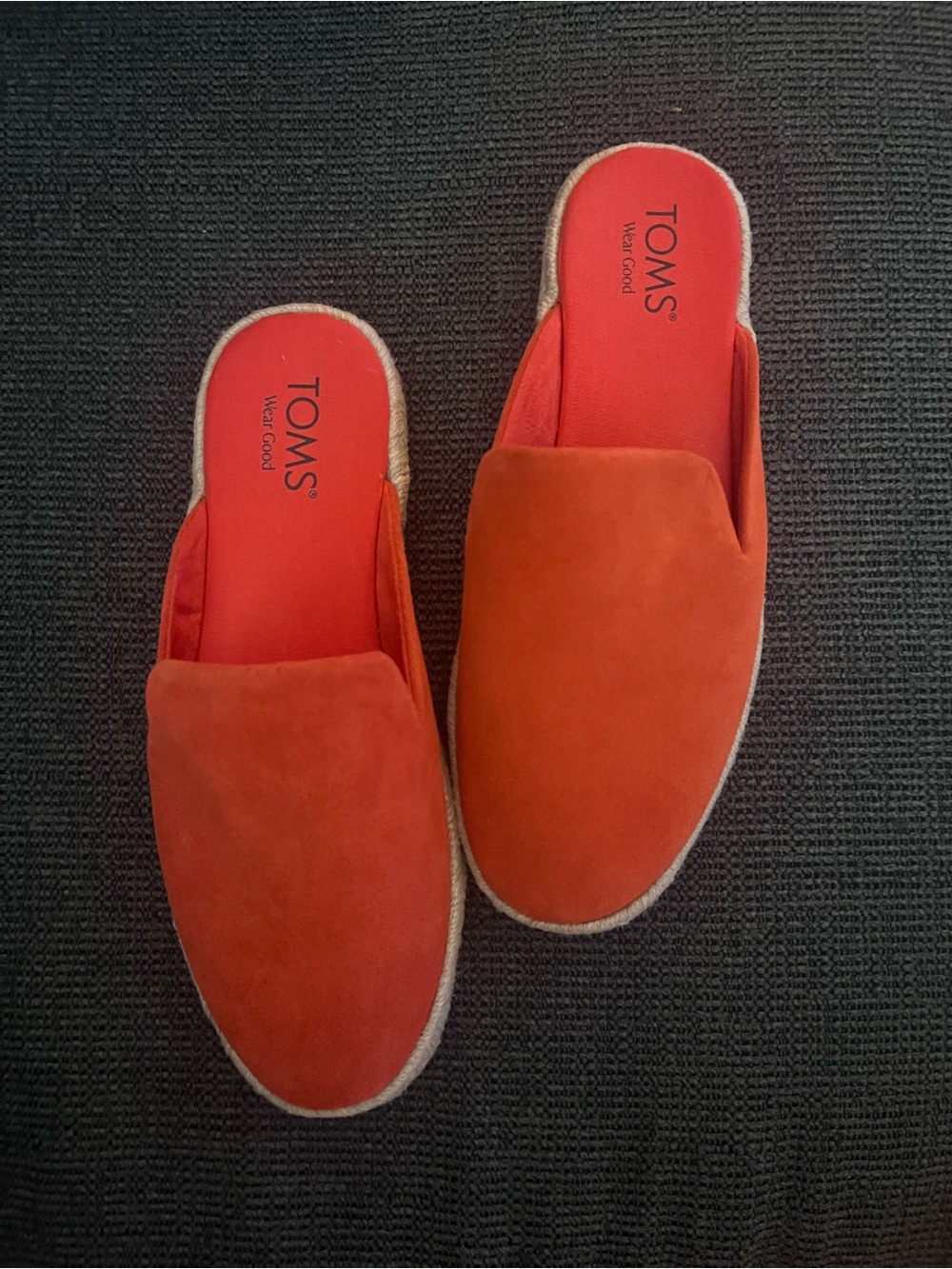 TOMS Suede Slip-On Mules in Coral Orange